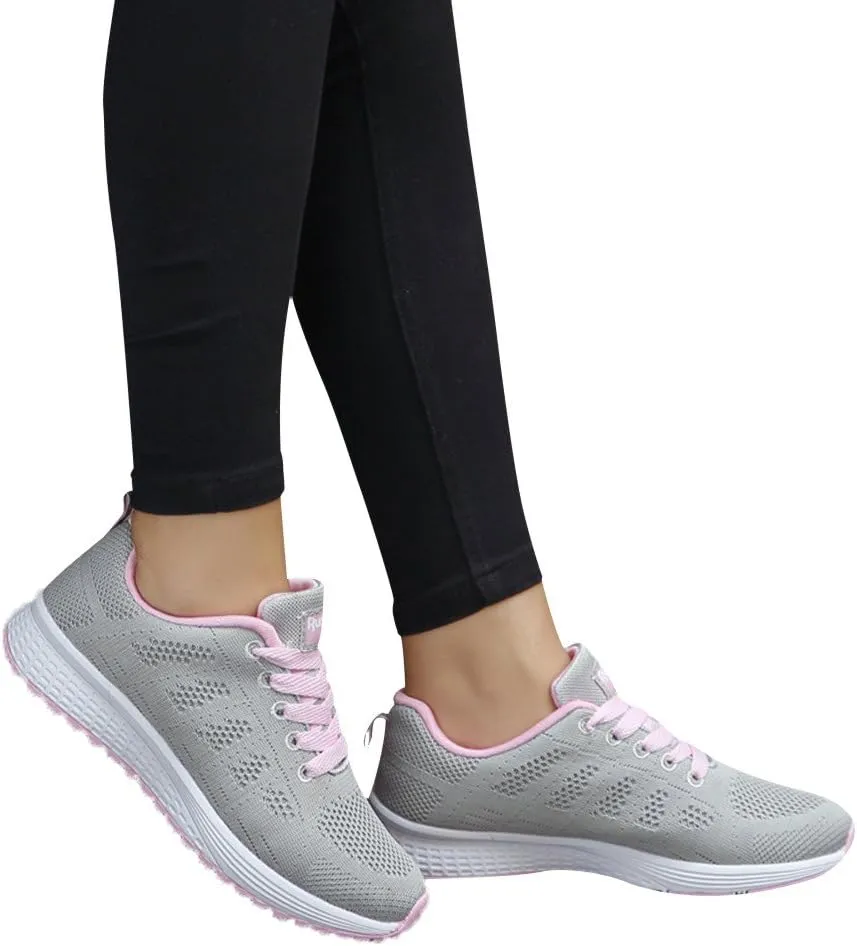 Women's Lace Up Walking Shoes Lightweight Casual Running Sneakers Womens Tennis Shoes Wide Slip On Shoes Casual Chunky Sneakers White Tennis Shoe Cross Trainer Shoe