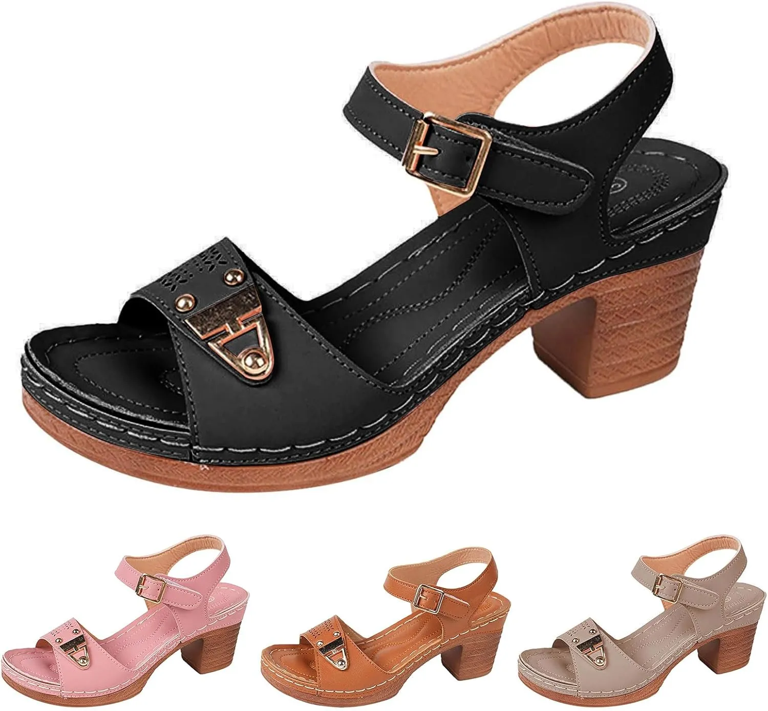 Women's Platform Wedge Sandals Casual Hollow Out Open Toe Sandal Adjustable Ankle Strap Lightweight Walking Shoes Arch Support Peep Slippers Workout Comfortable Sandals
