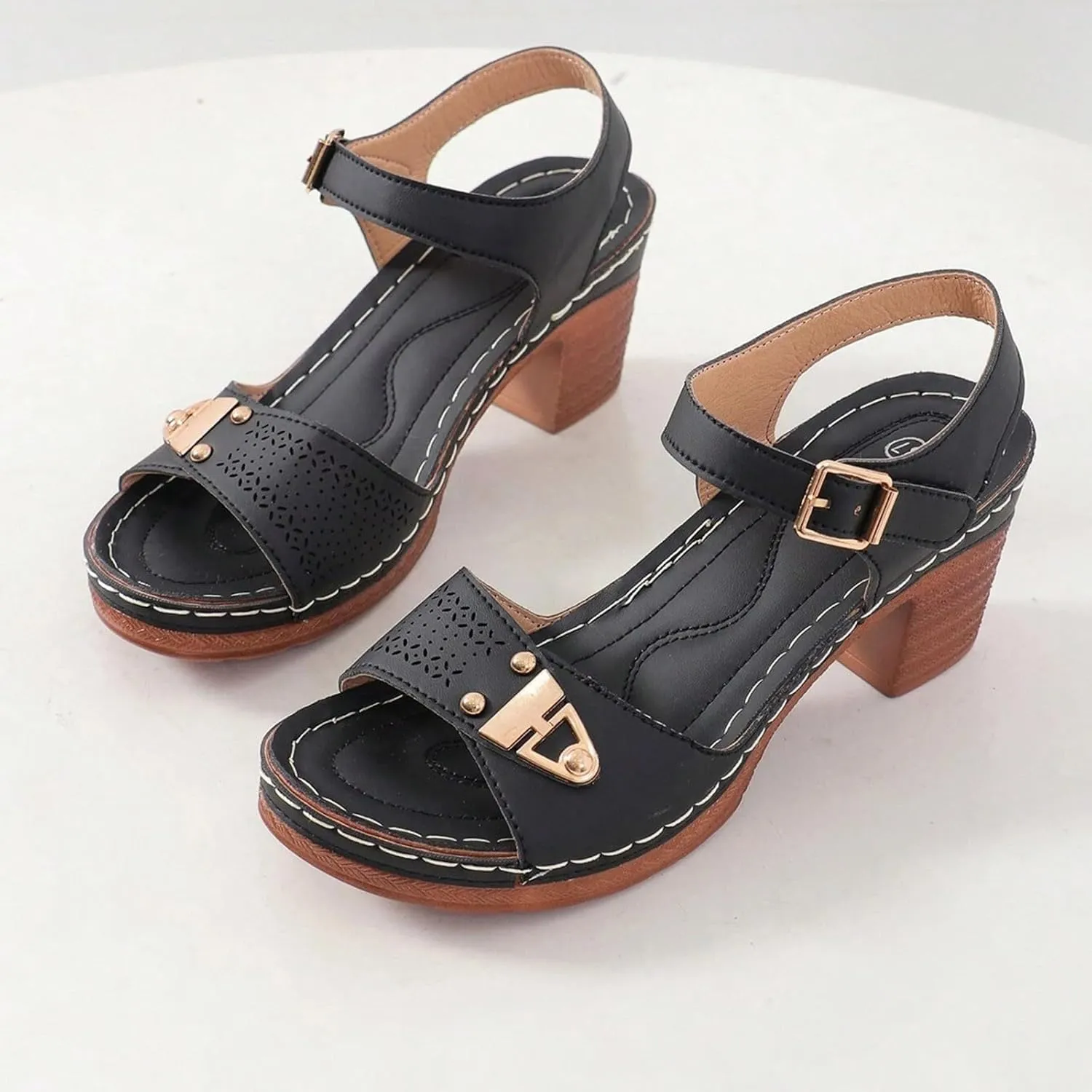 Women's Platform Wedge Sandals Casual Hollow Out Open Toe Sandal Adjustable Ankle Strap Lightweight Walking Shoes Arch Support Peep Slippers Workout Comfortable Sandals
