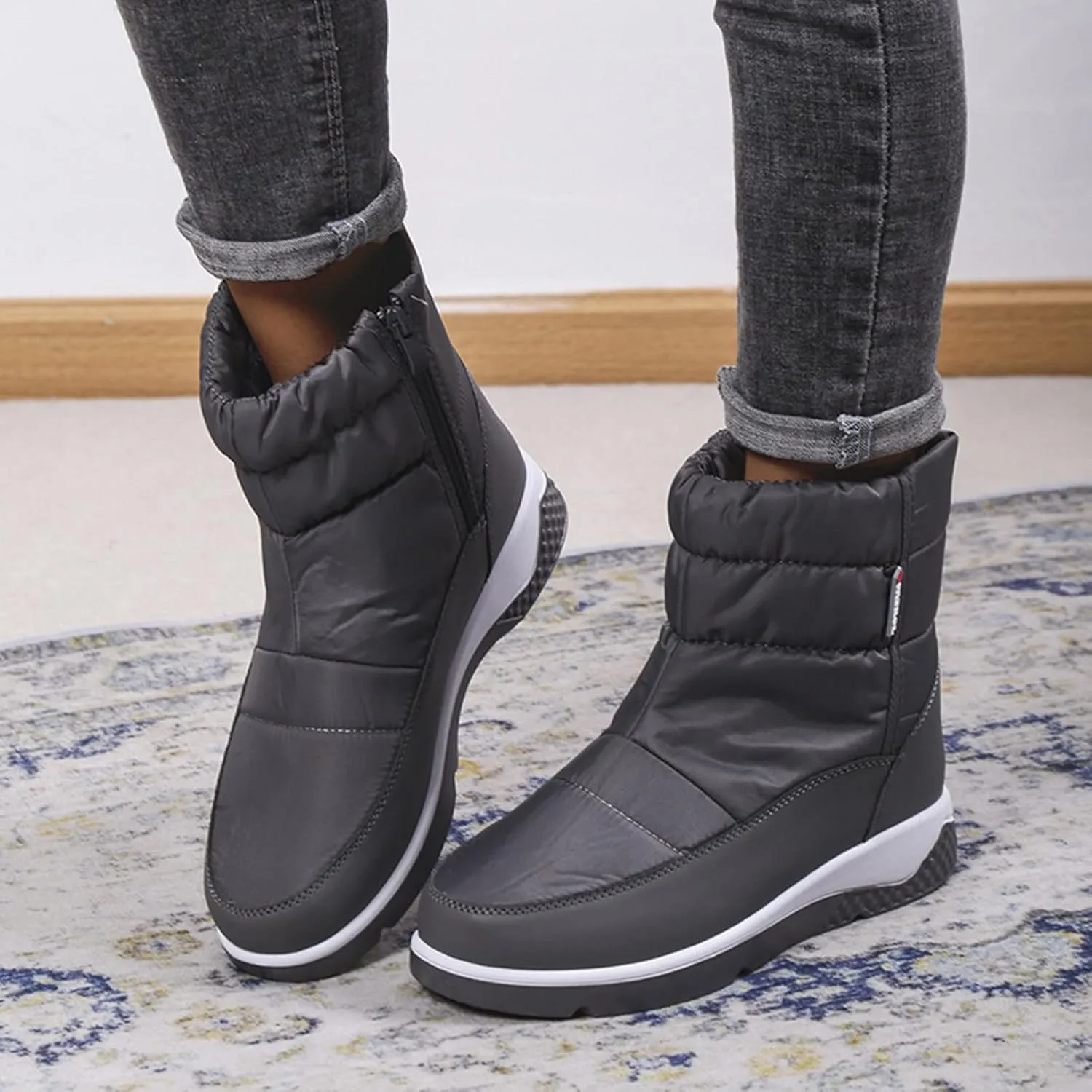 Womens Snow Boots Waterproof Insulated Wide Width Womens Winter Boots Wide Calf Womens Wide Width Snow Boots Waterproof Insulated Mid Calf Winter Boots for Women with Fur Botas Waterproof Para Mujer