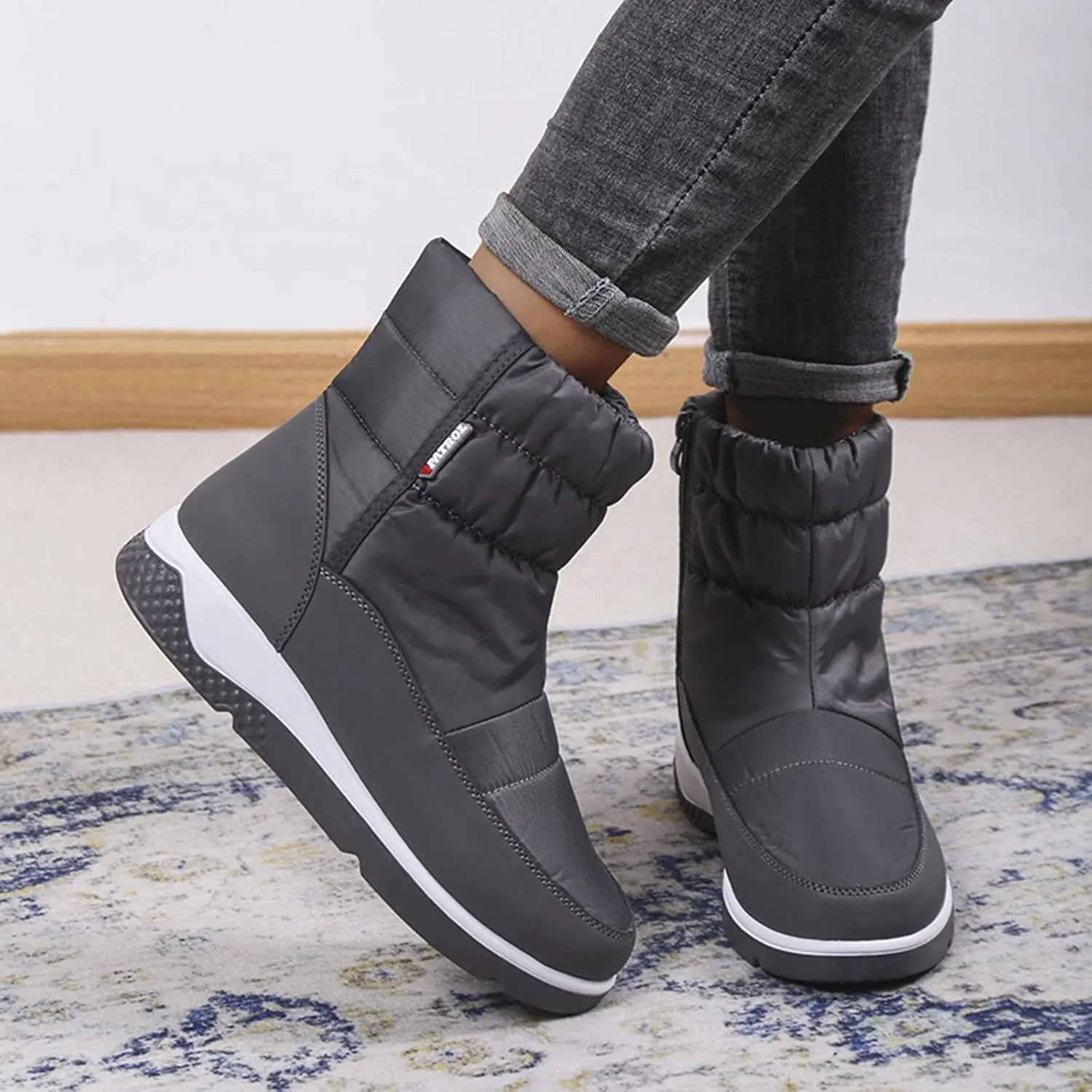 Womens Snow Boots Waterproof Insulated Wide Width Womens Winter Boots Wide Calf Womens Wide Width Snow Boots Waterproof Insulated Mid Calf Winter Boots for Women with Fur Botas Waterproof Para Mujer