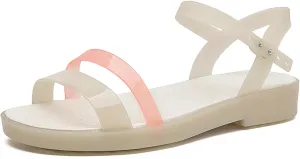 Women's Two-strap Open Toe Jelly Sandals Fashion Adjustable Ankle Strap Non-Slip TPU Rain Shoes Summer Beach Jellies Shoes