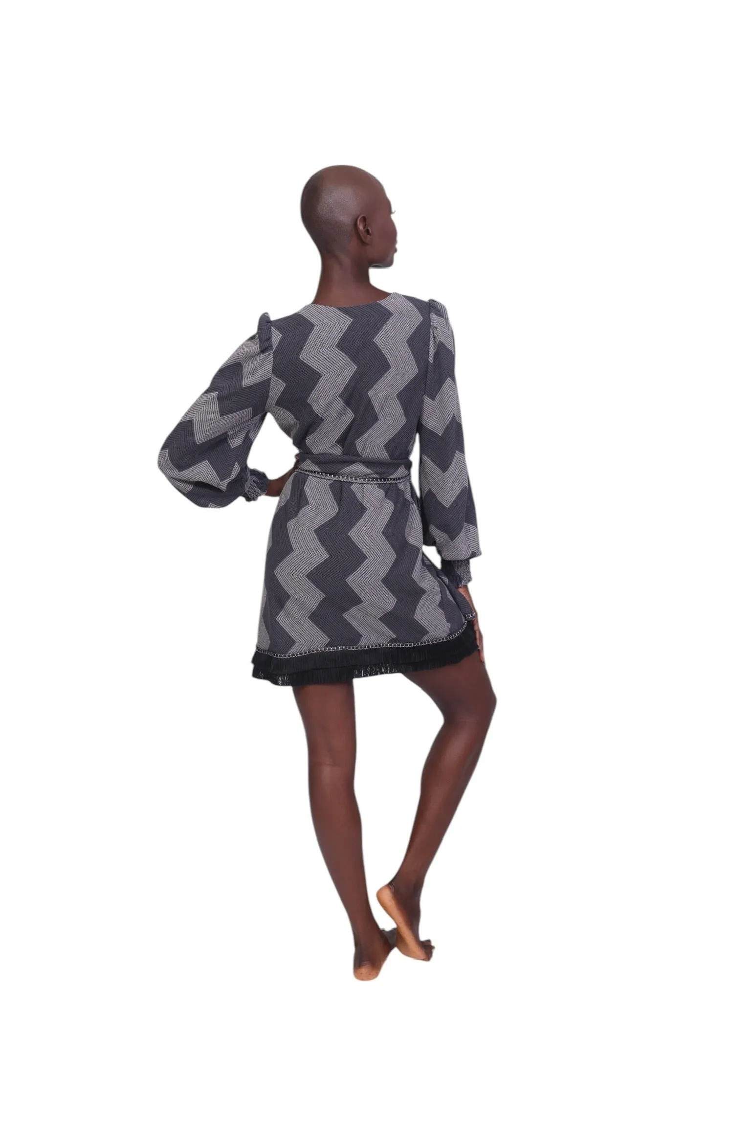 Zig Zag Grey Blue Knit Dress