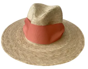 Zinnia Sun Hat - Coral Wide & Short Grosgrain Ribbon