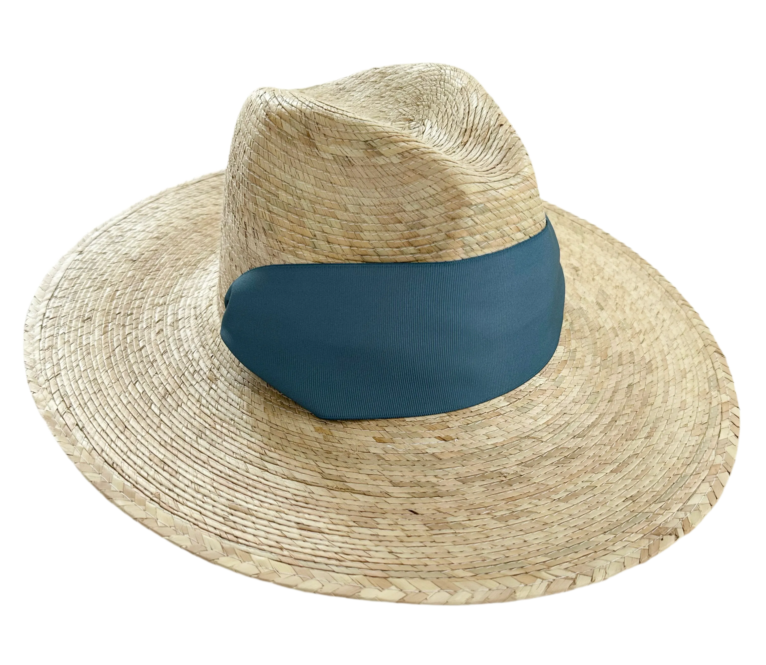 Zinnia Sun Hat - French Blue Wide & Short Grosgrain Ribbon
