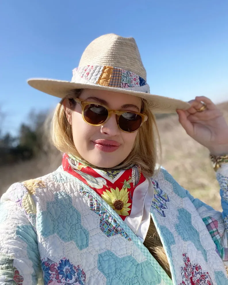 Zinnia Sun Hat - Wide & Short Lace Eyelet Ribbon
