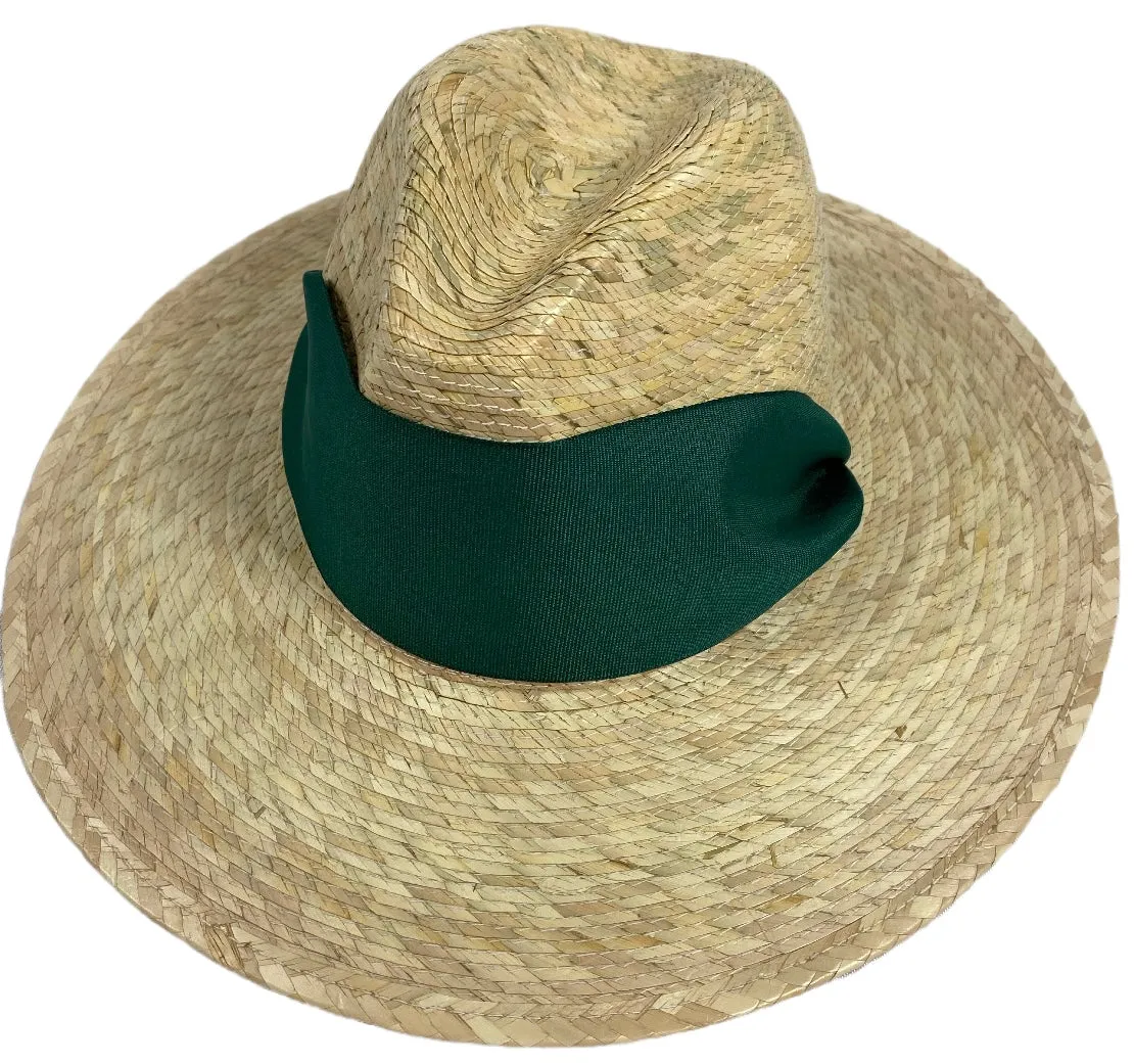 Zinnia Sun Hat - Wide & Short Masters Green Grosgrain Ribbon