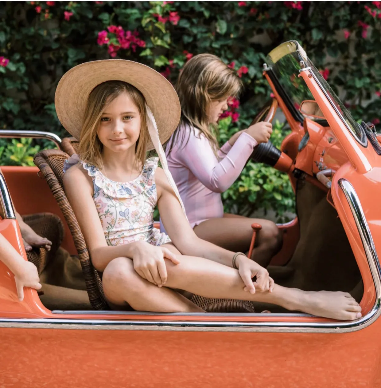Zinnia Sun Hat - Wide & Short Masters Green Grosgrain Ribbon
