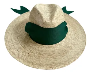 Zinnia Sun Hat - Wide & Short Masters Green Grosgrain Ribbon