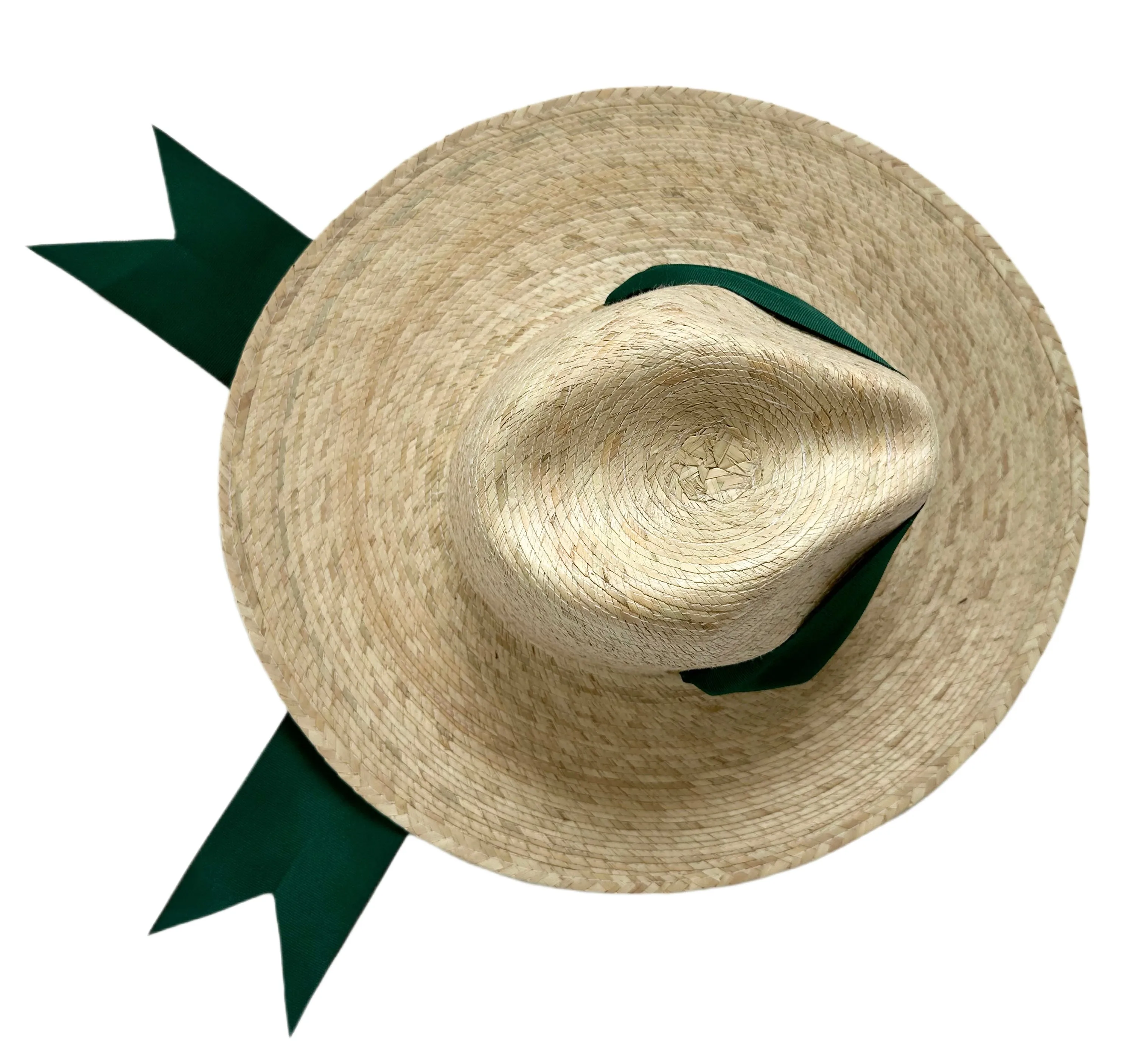 Zinnia Sun Hat - Wide & Short Masters Green Grosgrain Ribbon