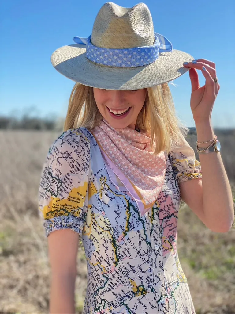 Zinnia Sun Hat - Wide & Short Masters Green Grosgrain Ribbon