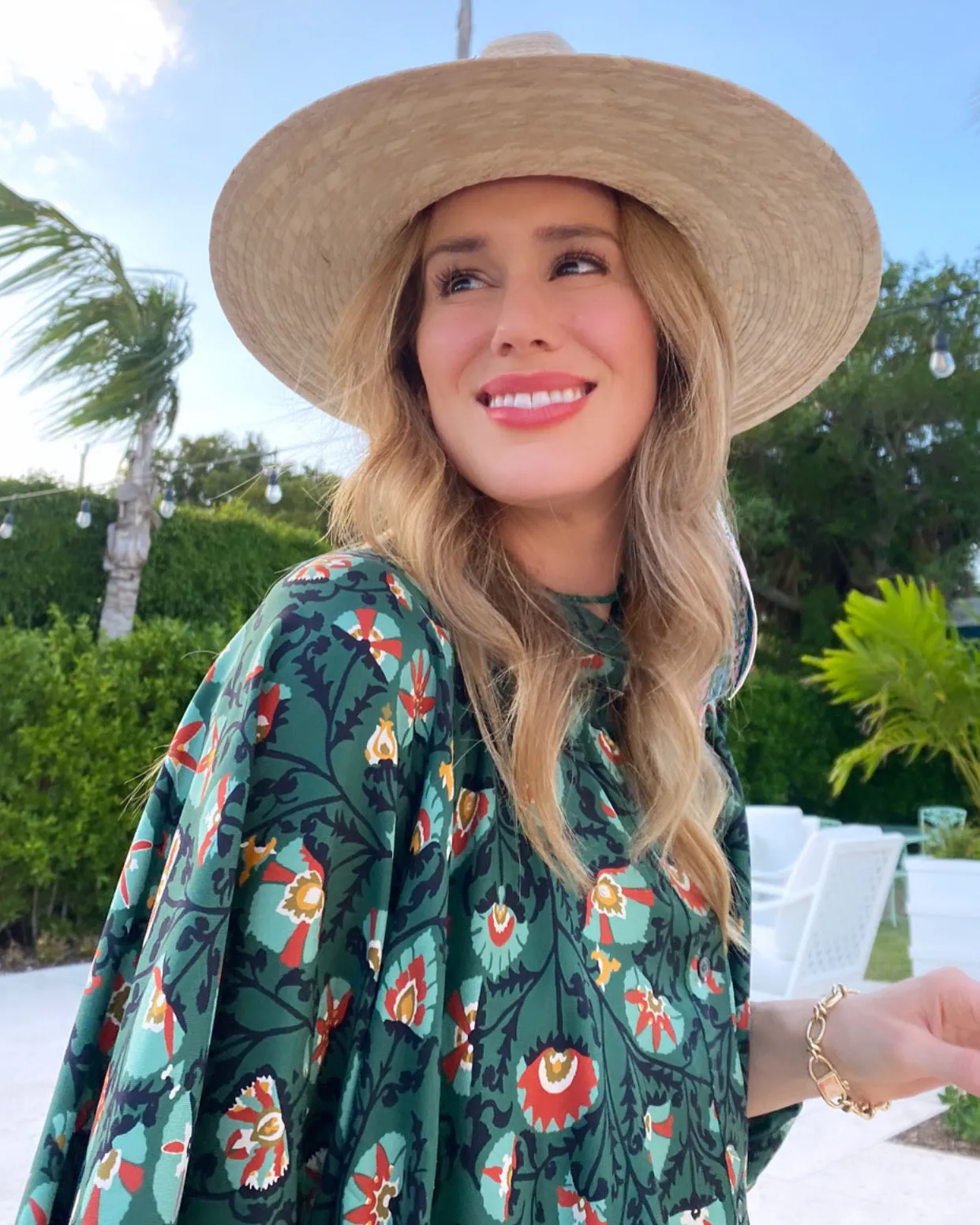 Zinnia Sun Hat - Wide & Short Masters Green Grosgrain Ribbon