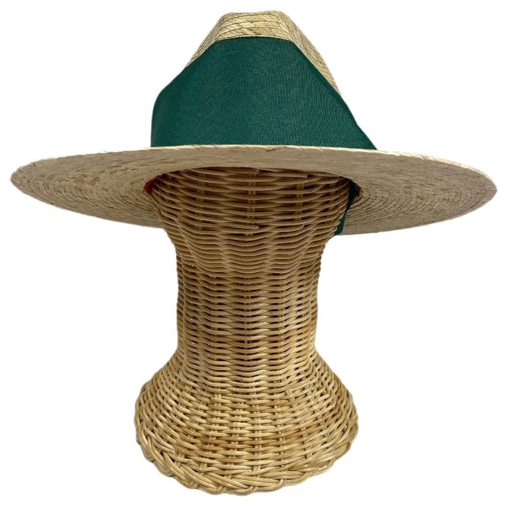 Zinnia Sun Hat - Wide & Short Masters Green Grosgrain Ribbon